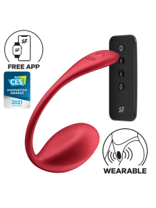 Виброяйцо на дистанционном управлении "Satisfyer Shiny Petal" + приложение, красное